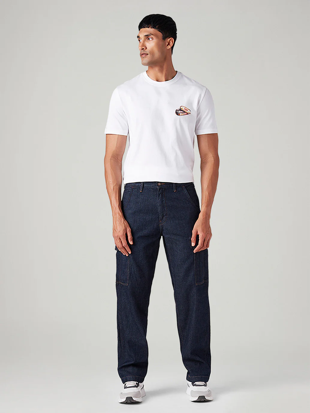 Men's 568 Dark Blue Loose Fit Mid Rise Cargos - Image 2