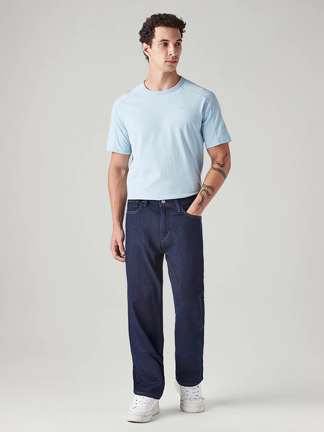 Men's 568 Dark Blue Loose Fit Mid Rise Jeans - Image 2