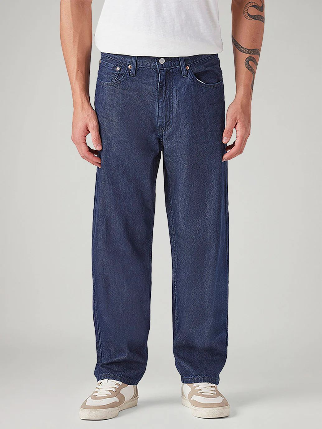 Men's 568 Dark Blue Loose Fit Mid Rise Jeans - Image 3