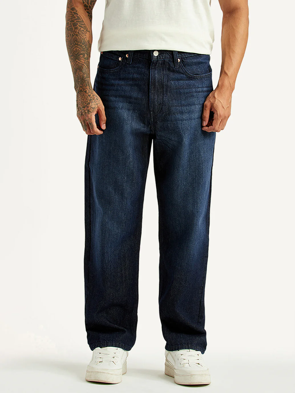 Men's 568 Dark Blue Loose Fit Mid Rise Jeans - Image 2