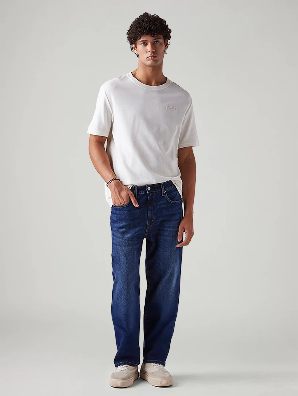 Men's 568 Dark Blue Loose Fit Mid Rise Jeans