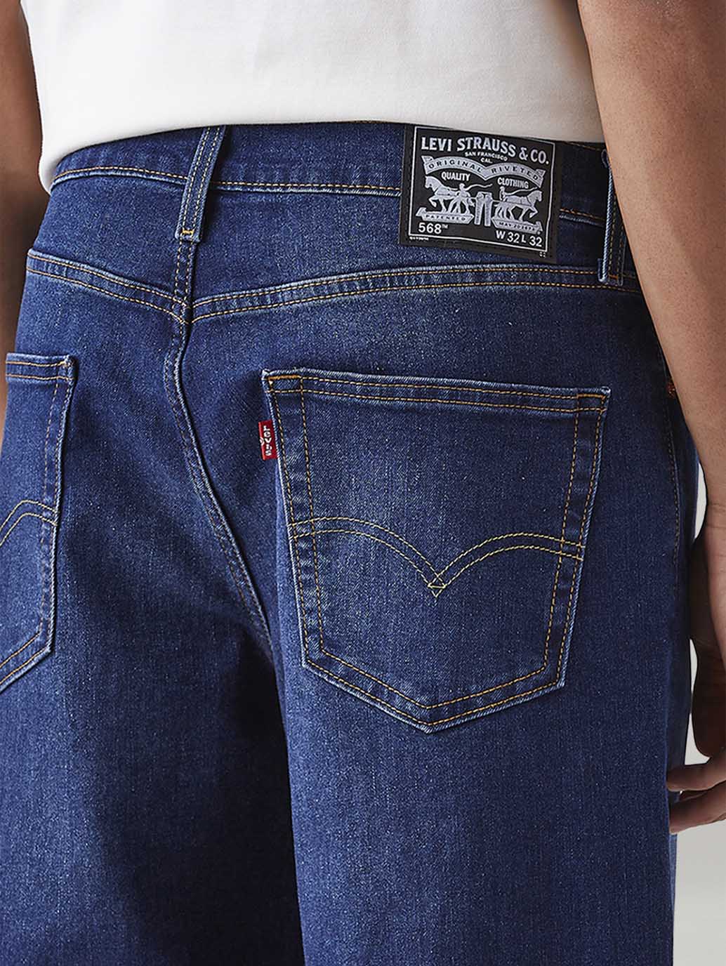 Men's 568 Dark Blue Loose Fit Mid Rise Jeans - Image 5