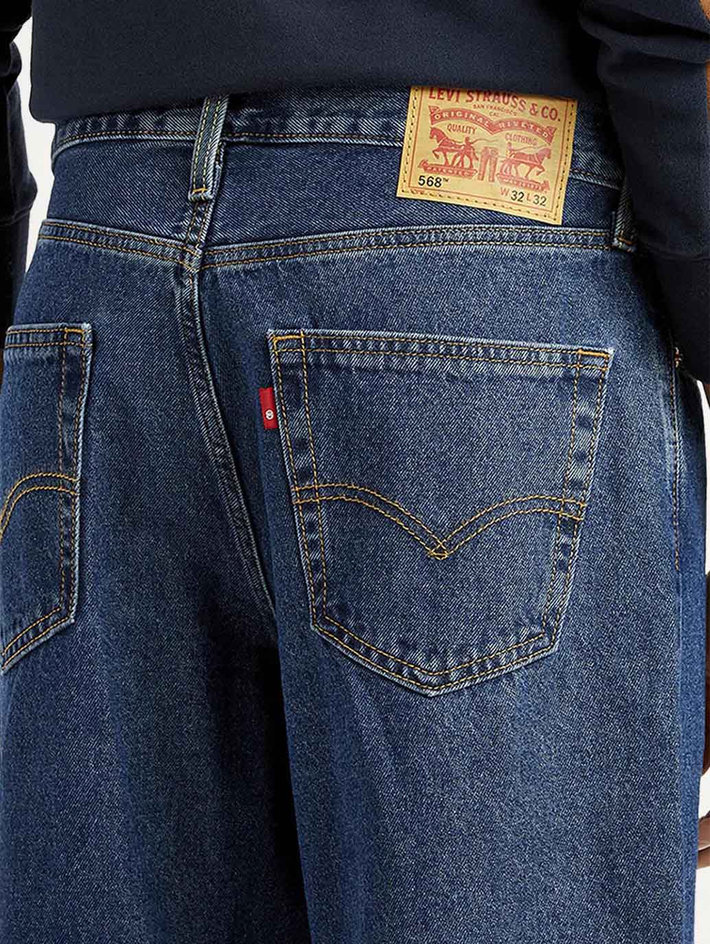 Men's 568 Med Indigo Loose Fit Mid Rise Jeans - Image 5
