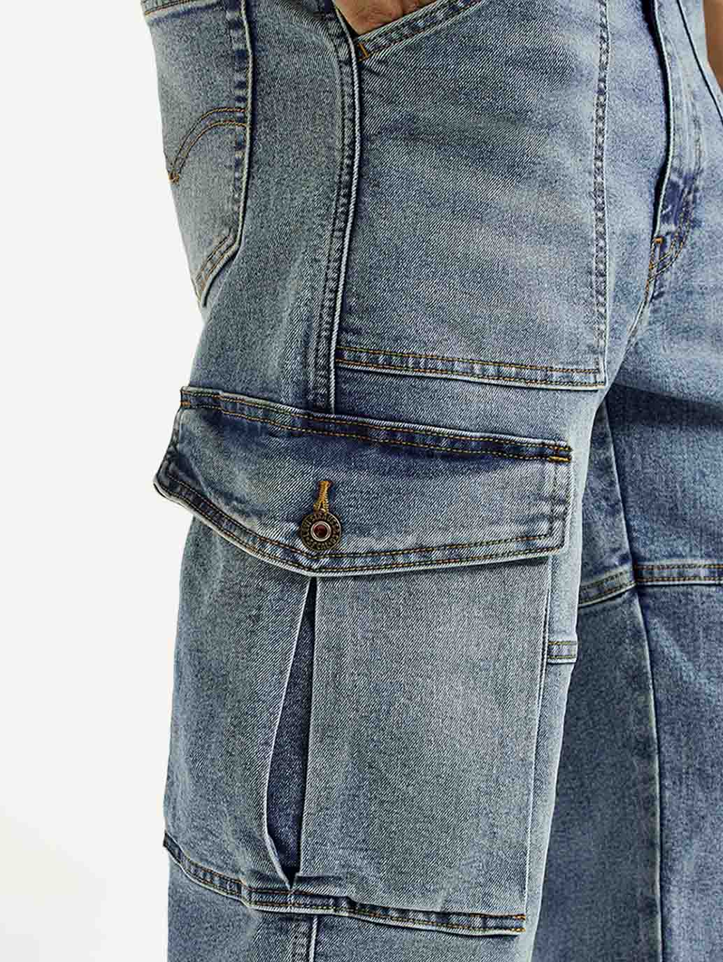 Men's 568 Mid Indigo Loose Fit Mid Rise Cargo Jeans - Image 6
