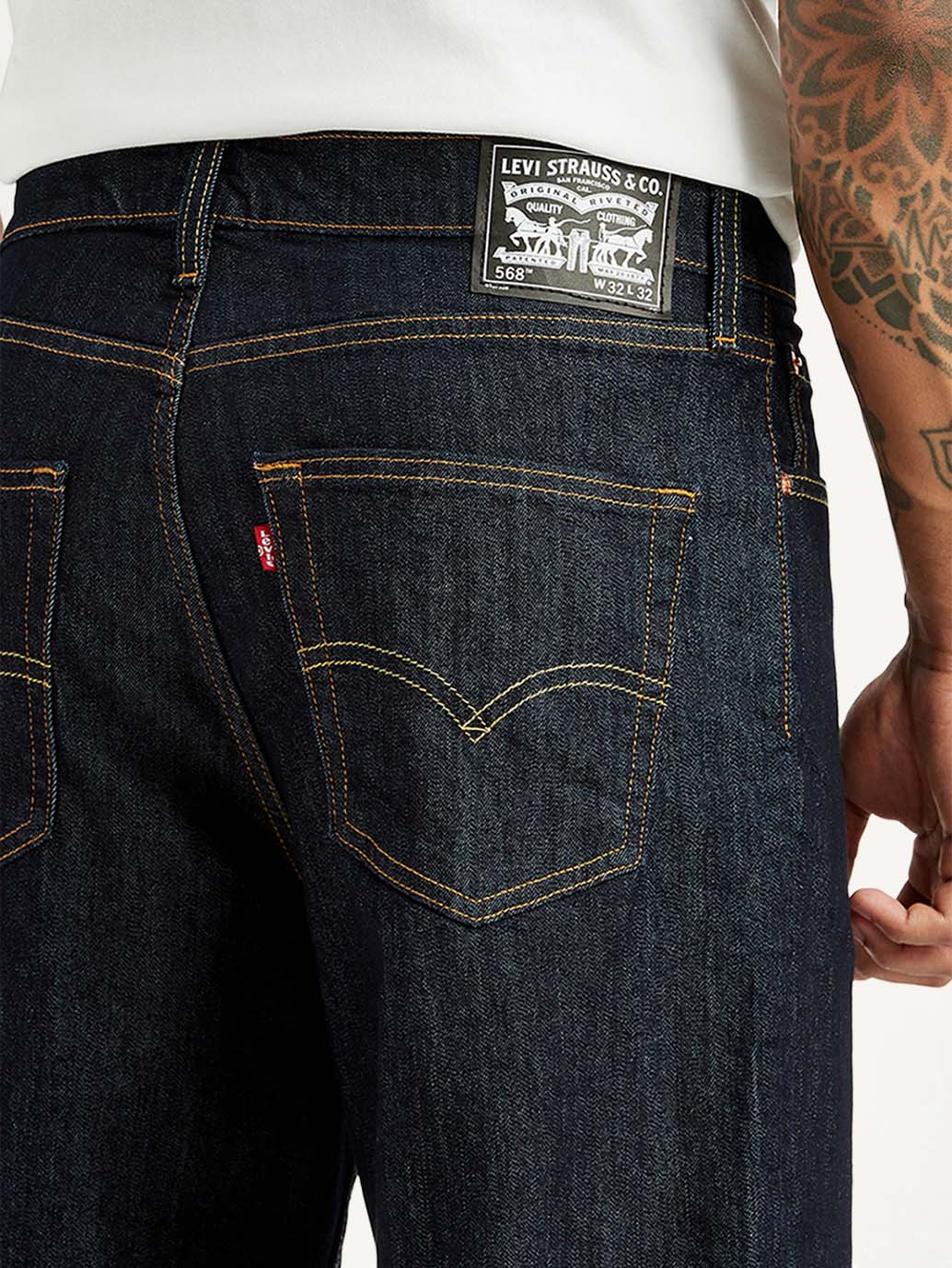 Men's 568 Dark Indigo Loose Fit Mid Rise Jeans - Image 5