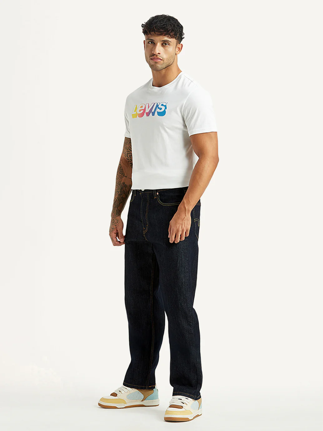 Men's 568 Dark Indigo Loose Fit Mid Rise Jeans - Image 6