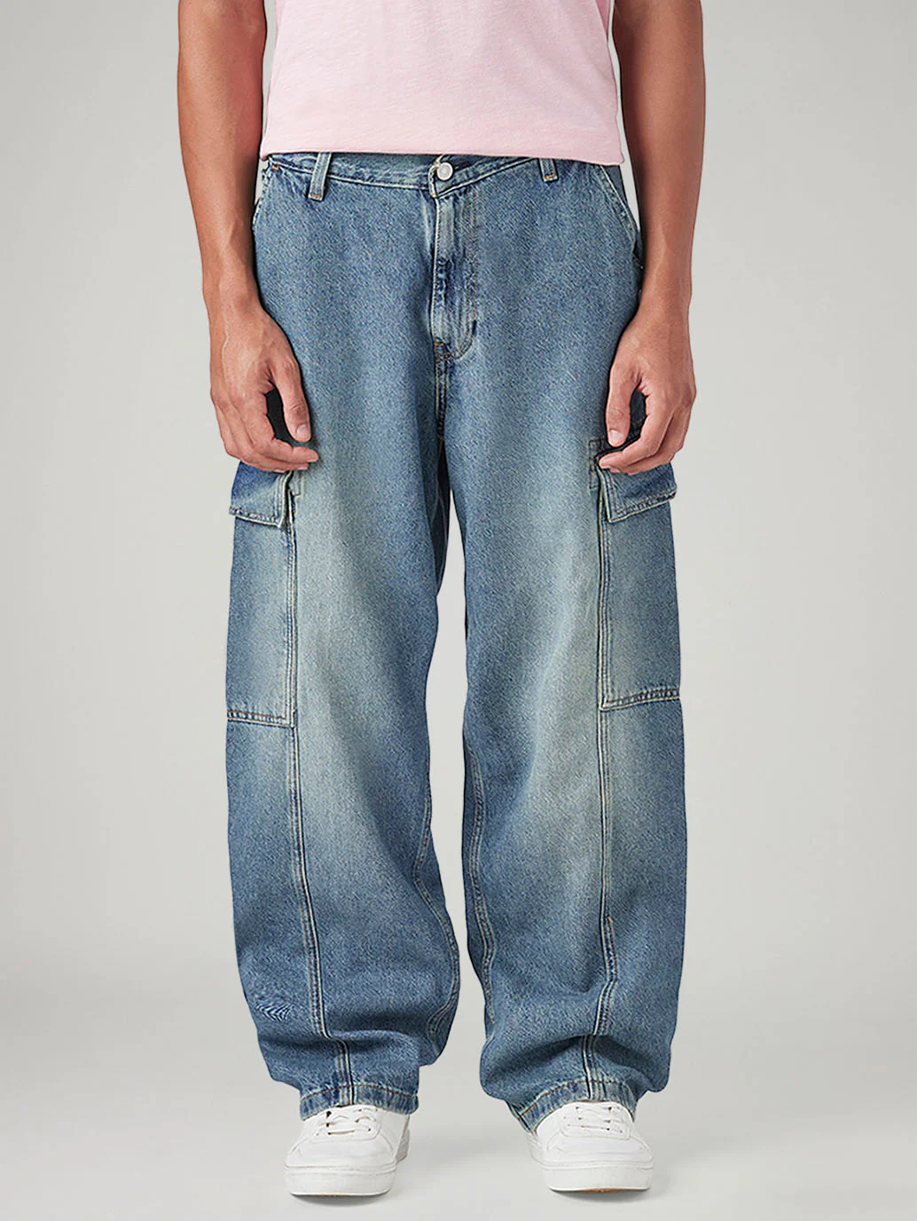 Men's 578 Blue Baggy Fit Mid Rise Tinted Cargos - Image 3