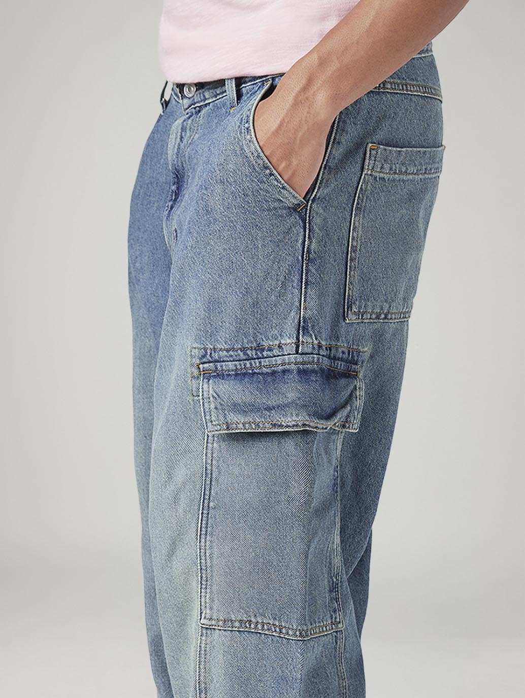 Men's 578 Blue Baggy Fit Mid Rise Tinted Cargos - Image 6
