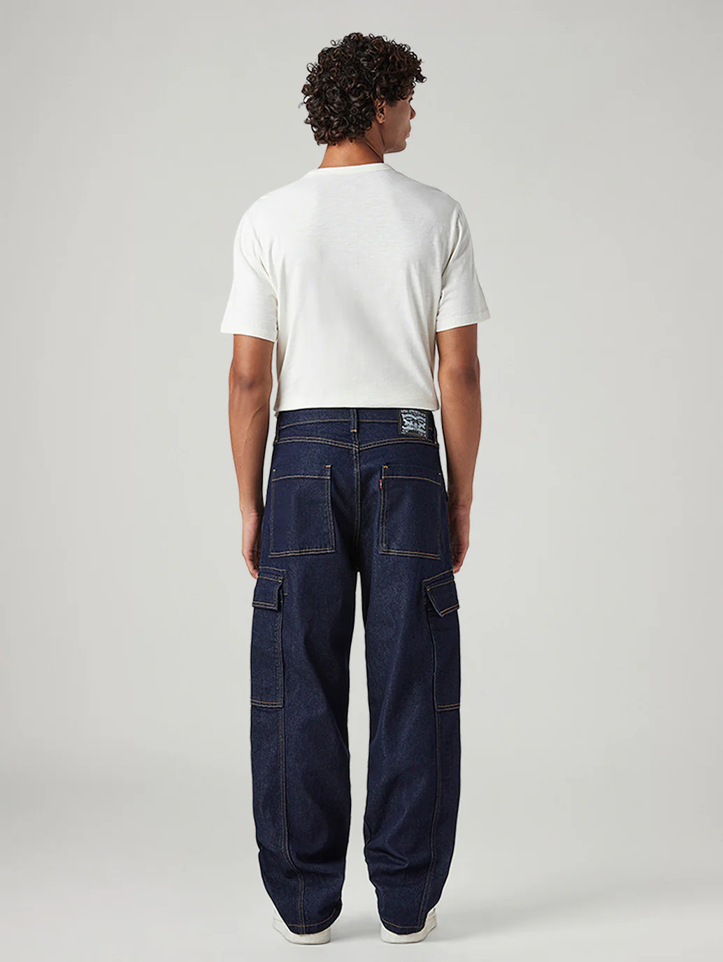 Men's 578 Dark Blue Baggy Fit Mid Rise Cargos - Image 4