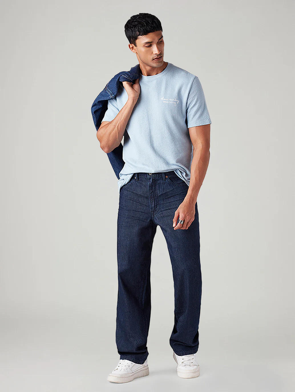 Men's 578 Dark Blue Baggy Fit Mid Rise Jeans