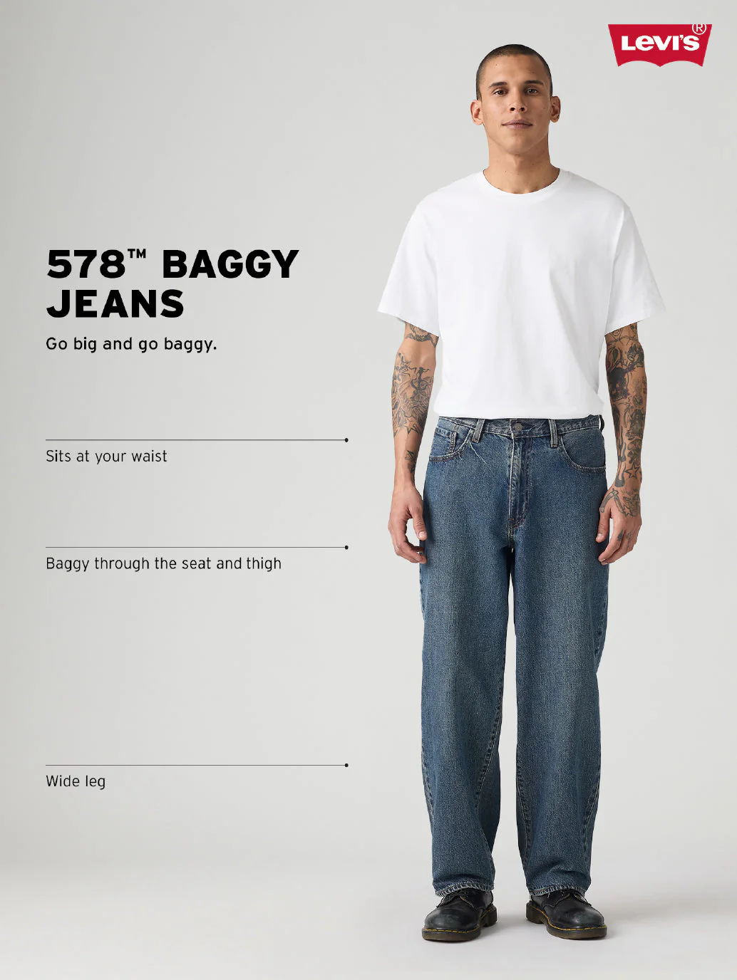 Men's Tinted 578 Dark Blue Baggy Fit Mid Rise Jeans - Image 4