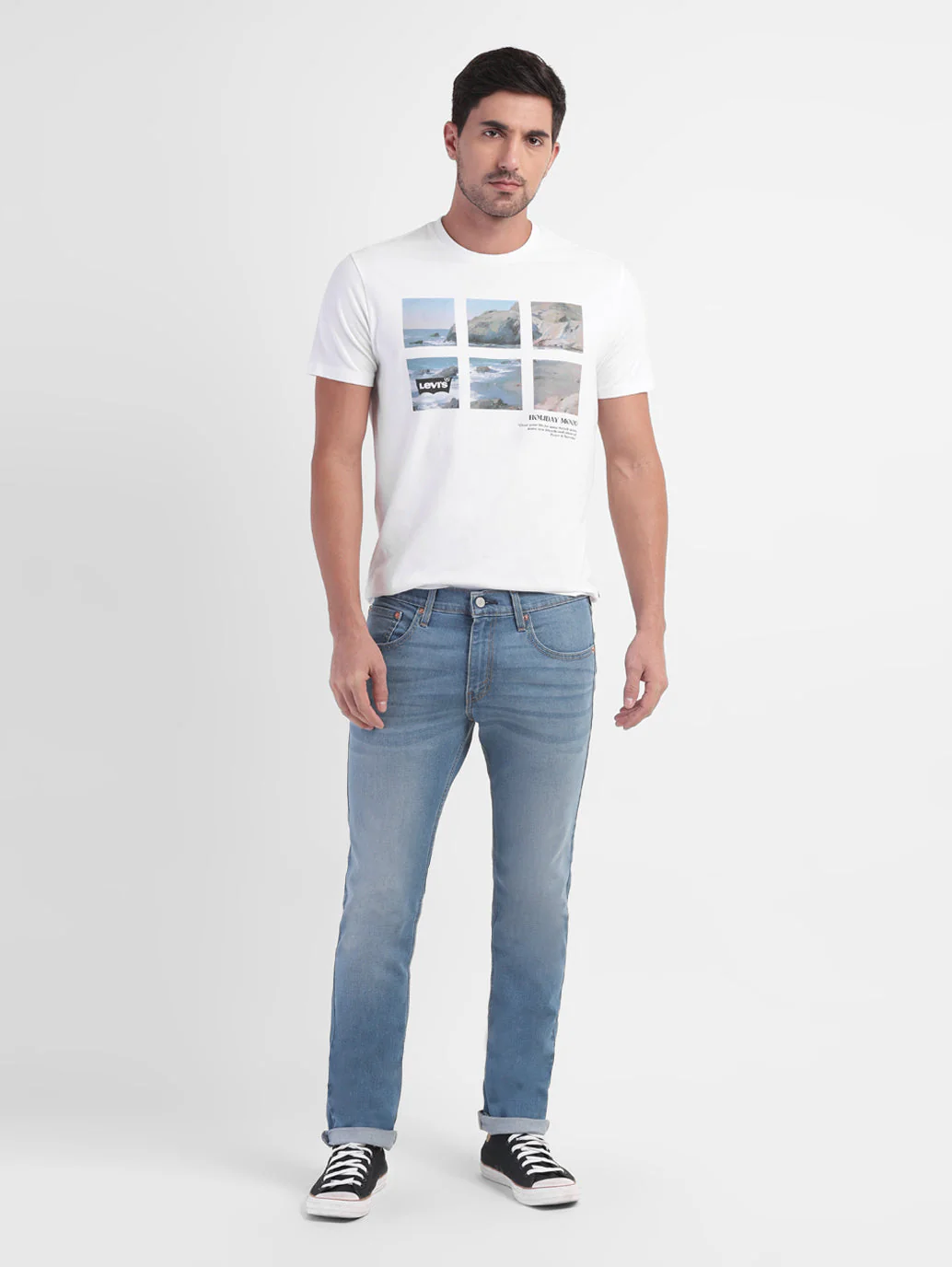 Men's 65504 Blue Skinny Fit Mid Rise Jeans - Image 5