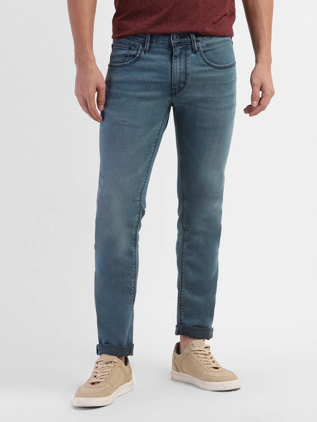 Men's 65504 Blue Skinny Fit Mid Rise Jeans - Image 2