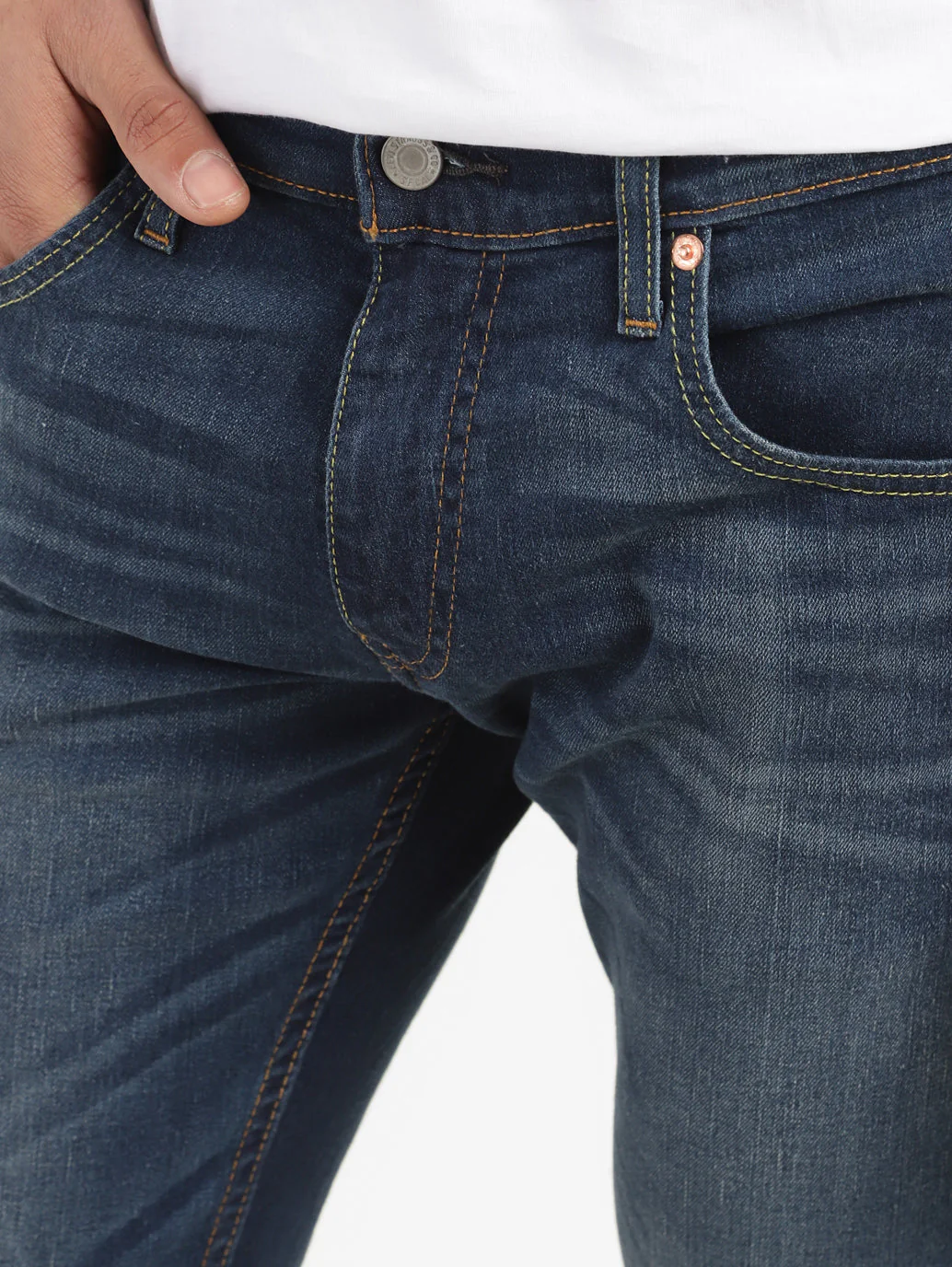 Men's 65504 Blue Skinny Fit Mid Rise Jeans - Image 6