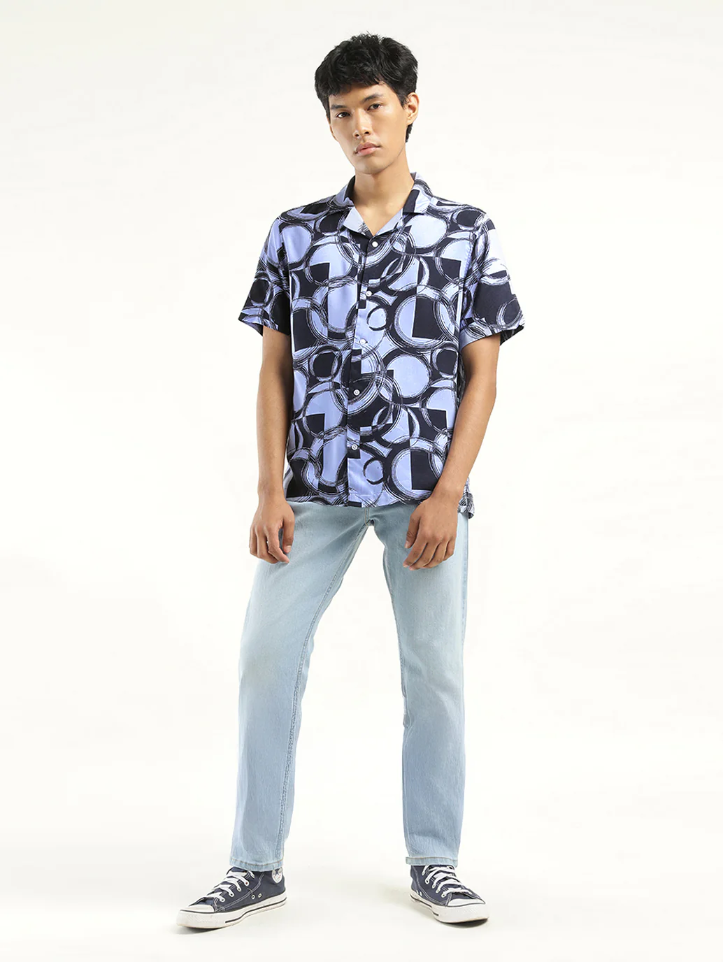 Men's Abstract Print Lapel Collar Shirt - Image 6