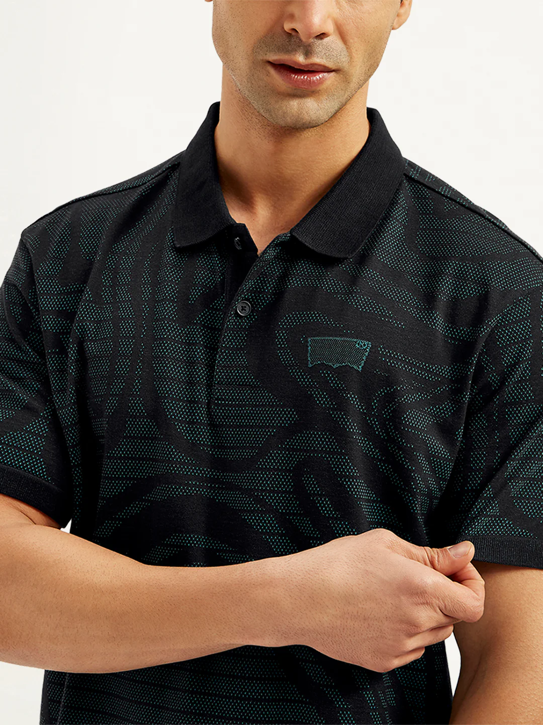 Men's Abstract Print Slim Fit Polo T-Shirt - Image 5