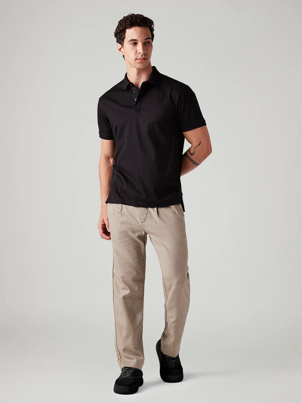 Men's Beige Authentic Relaxed Straight Fit Mid Rise Chinos - Image 2