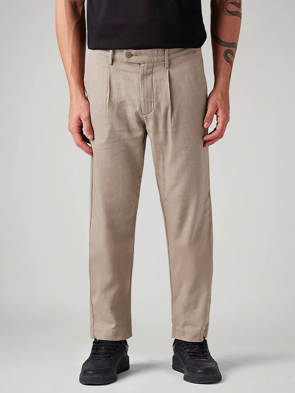 Men's Beige Authentic Relaxed Straight Fit Mid Rise Chinos - Image 3