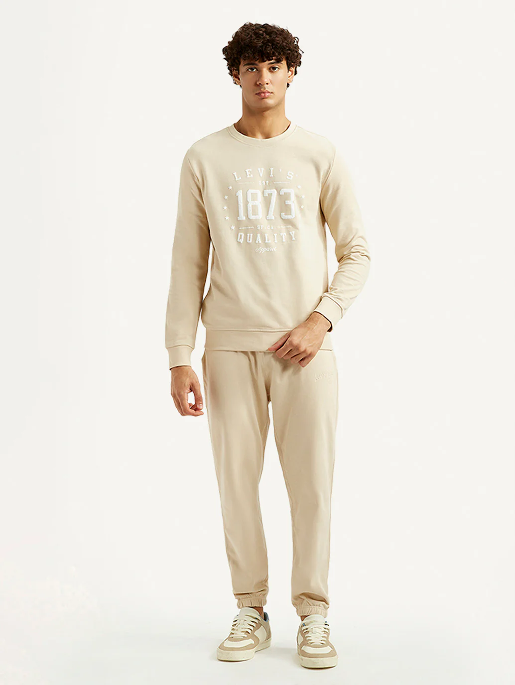Men's Beige Regular Fit Co-Ord Set - Image 2