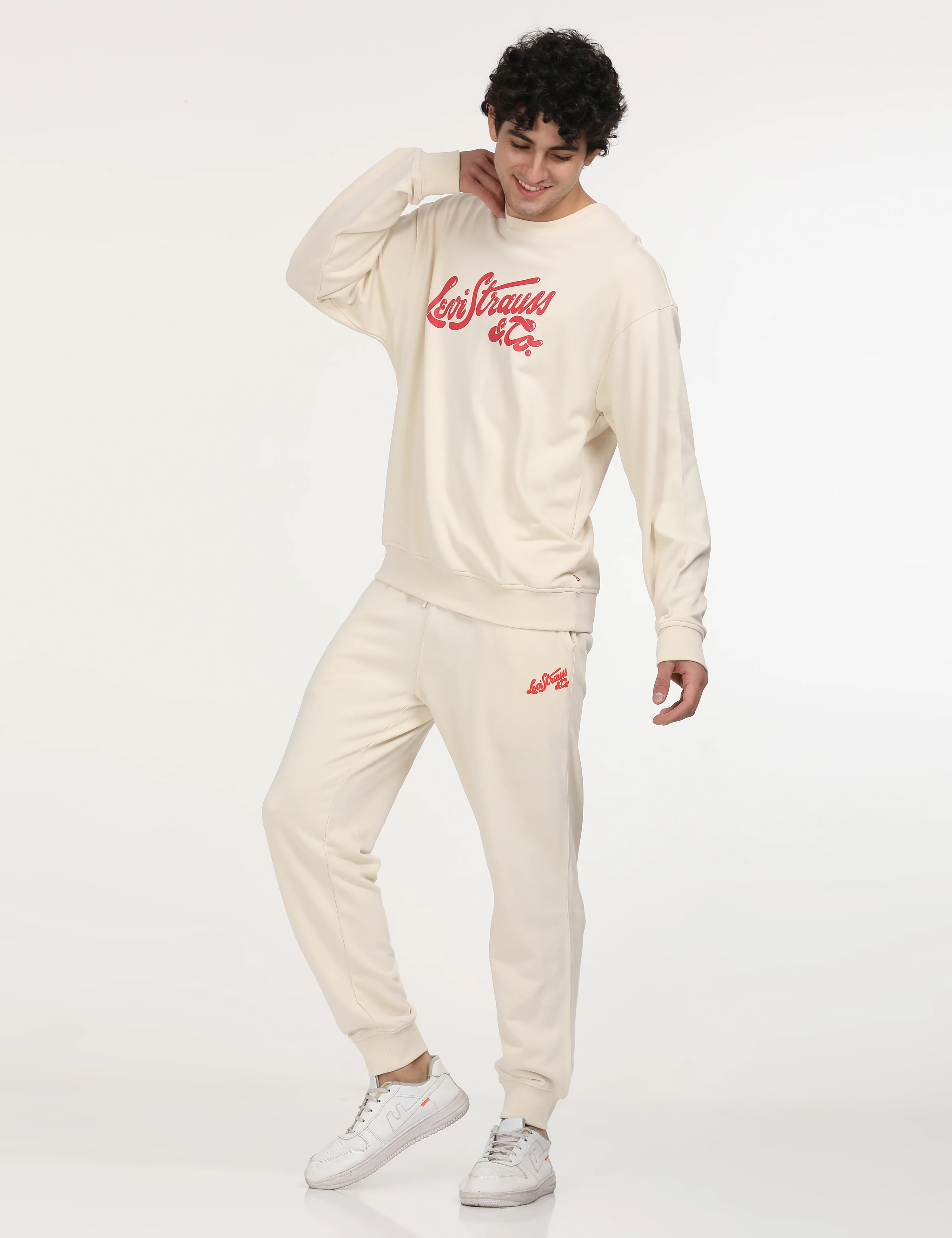 Men's Beige Regular Fit Joggers - Image 4