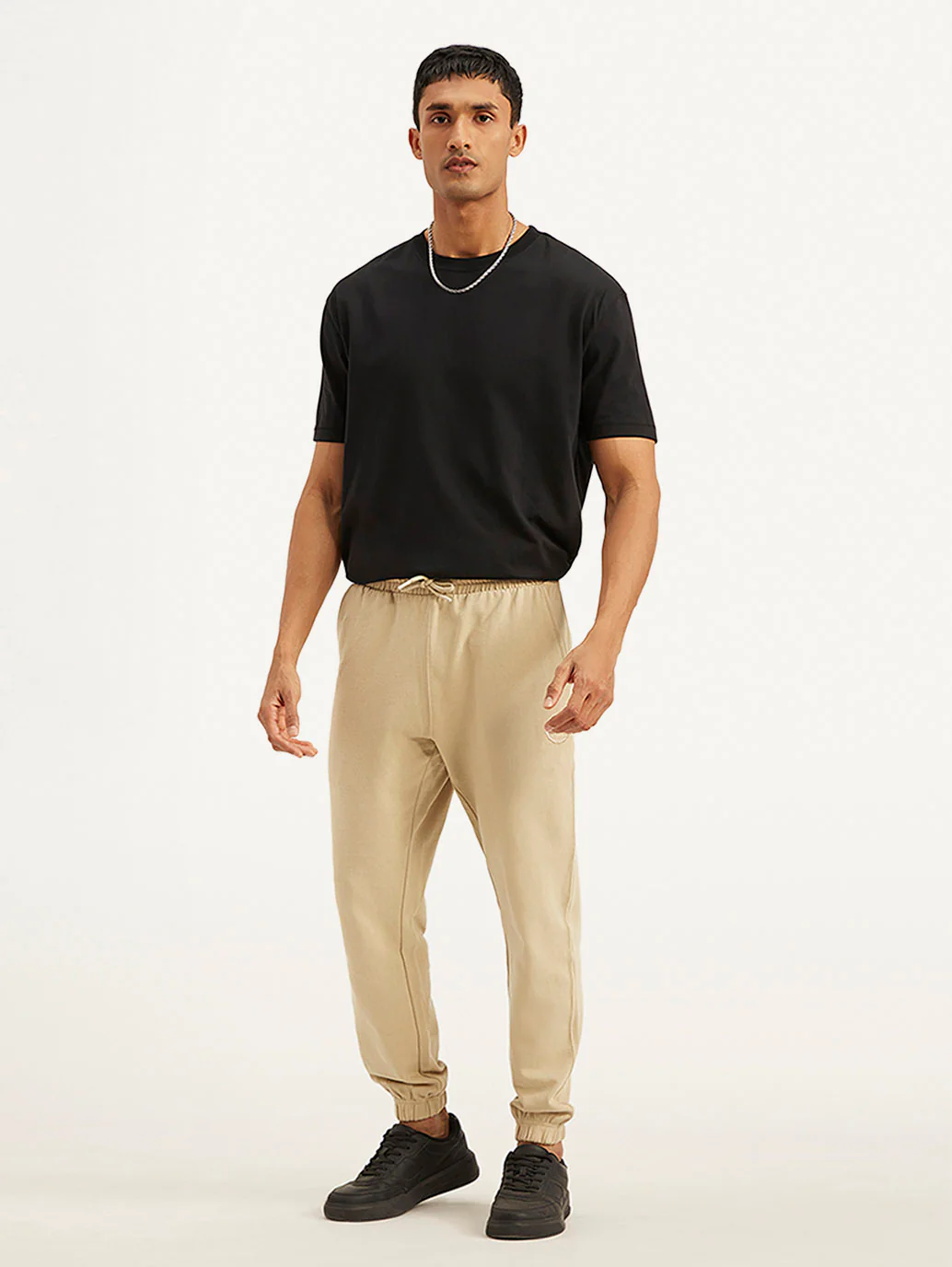 Men's Beige Regular Fit Joggers