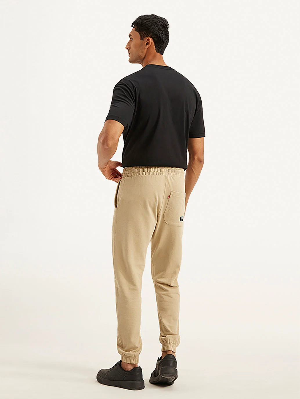 Men's Beige Regular Fit Joggers - Image 3