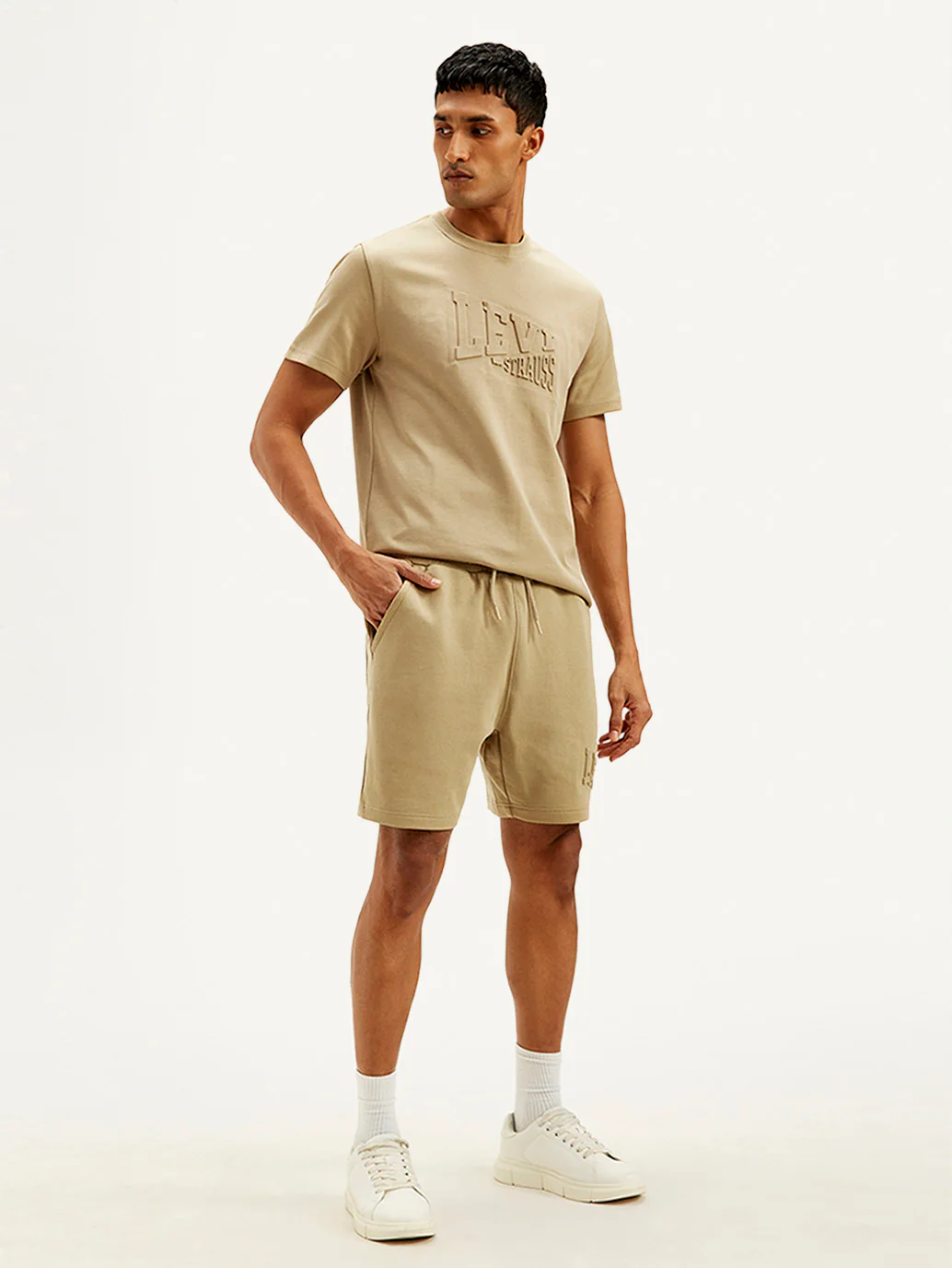Men's Beige Regular Fit Shorts - Image 2
