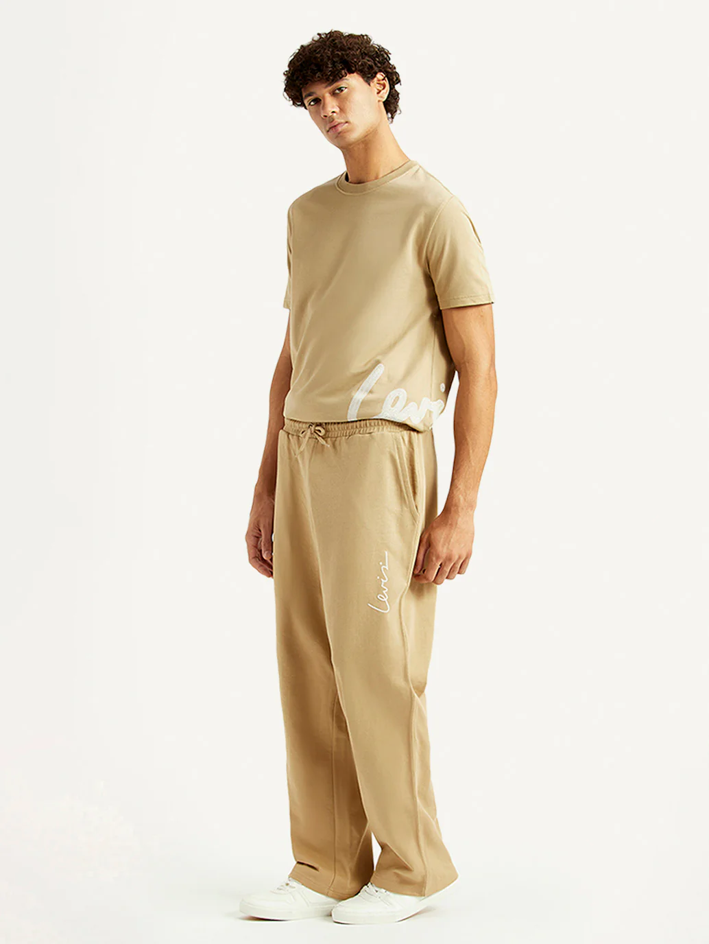 Men's Beige Regular Fit Joggers - Image 5