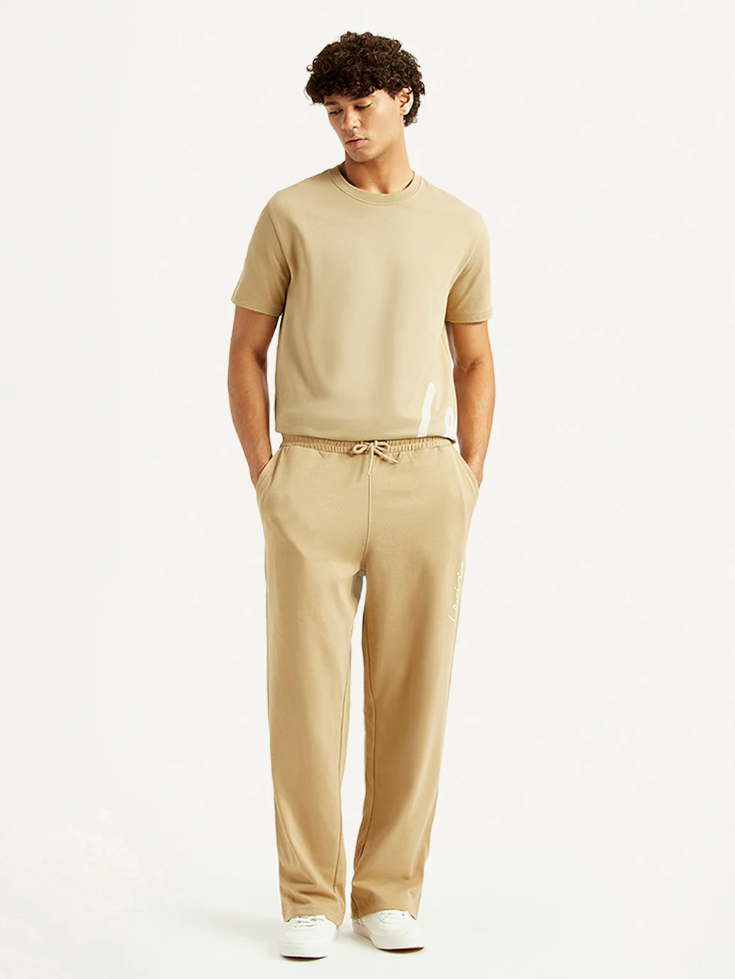 Men's Beige Regular Fit Joggers - Image 6