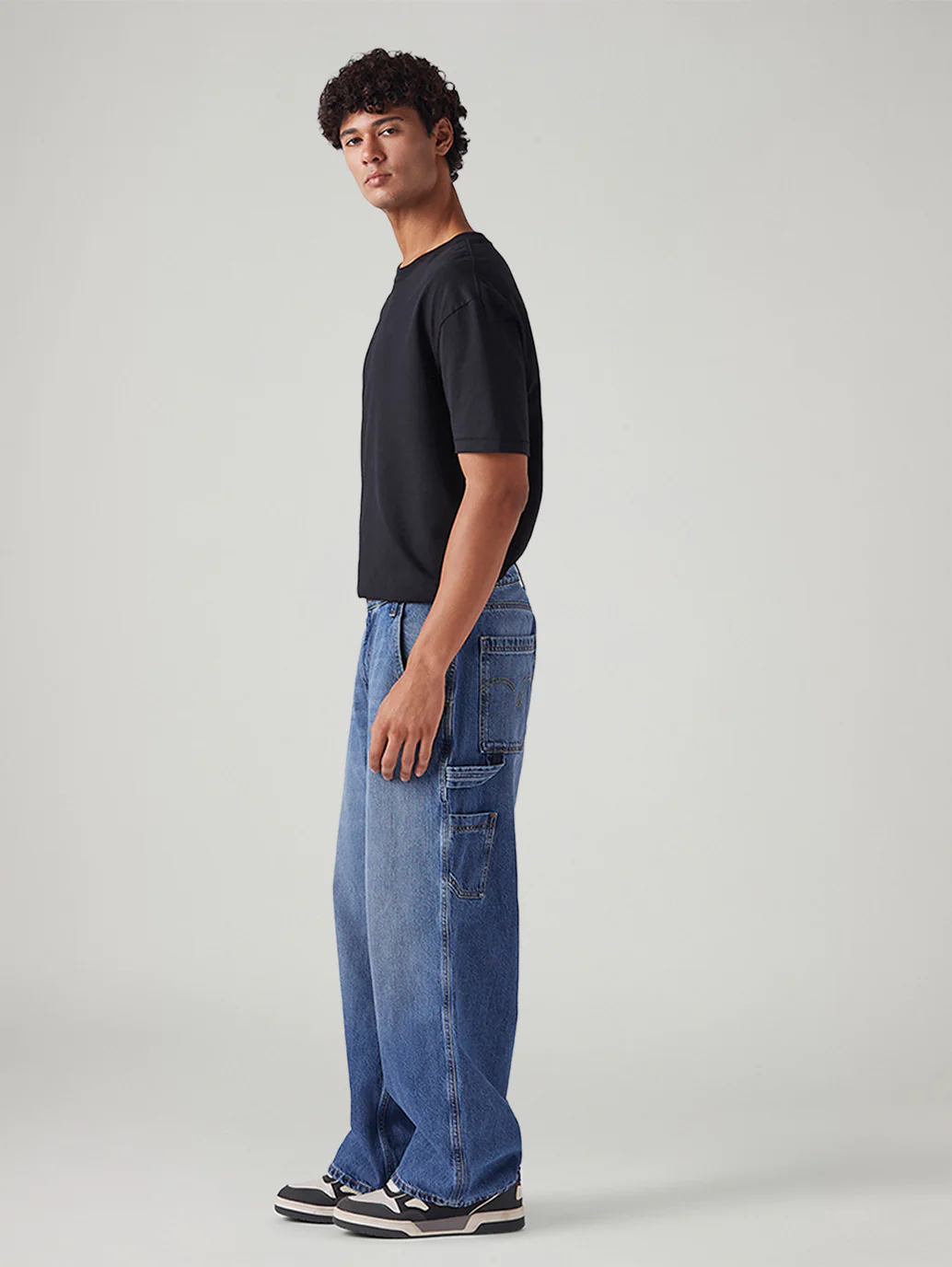 Men's Blue Extra Baggy Loose Fit Mid Rise Jeans - Image 6