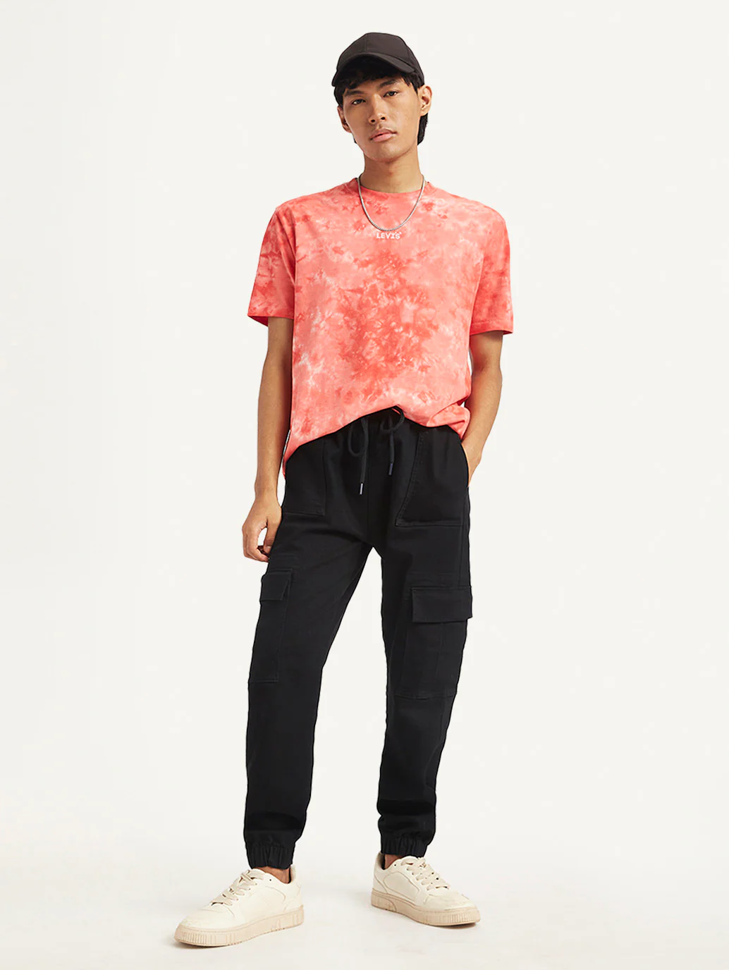 Men's Black Regular Fit Cargo Joggers - Image 2