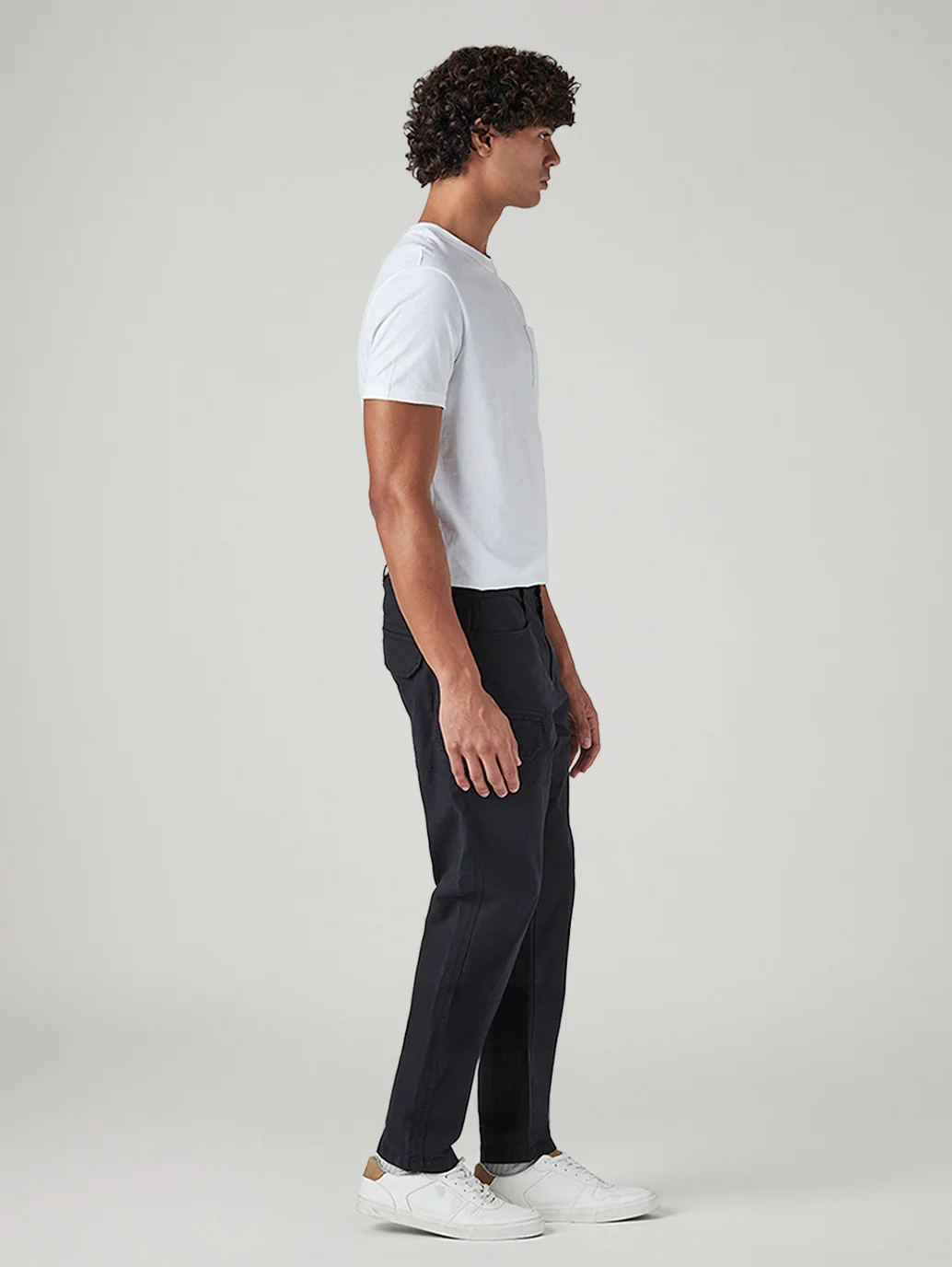 Men's Black Slim Fit Low Boll Zip Off Commuter Cargo Trousers - Image 6