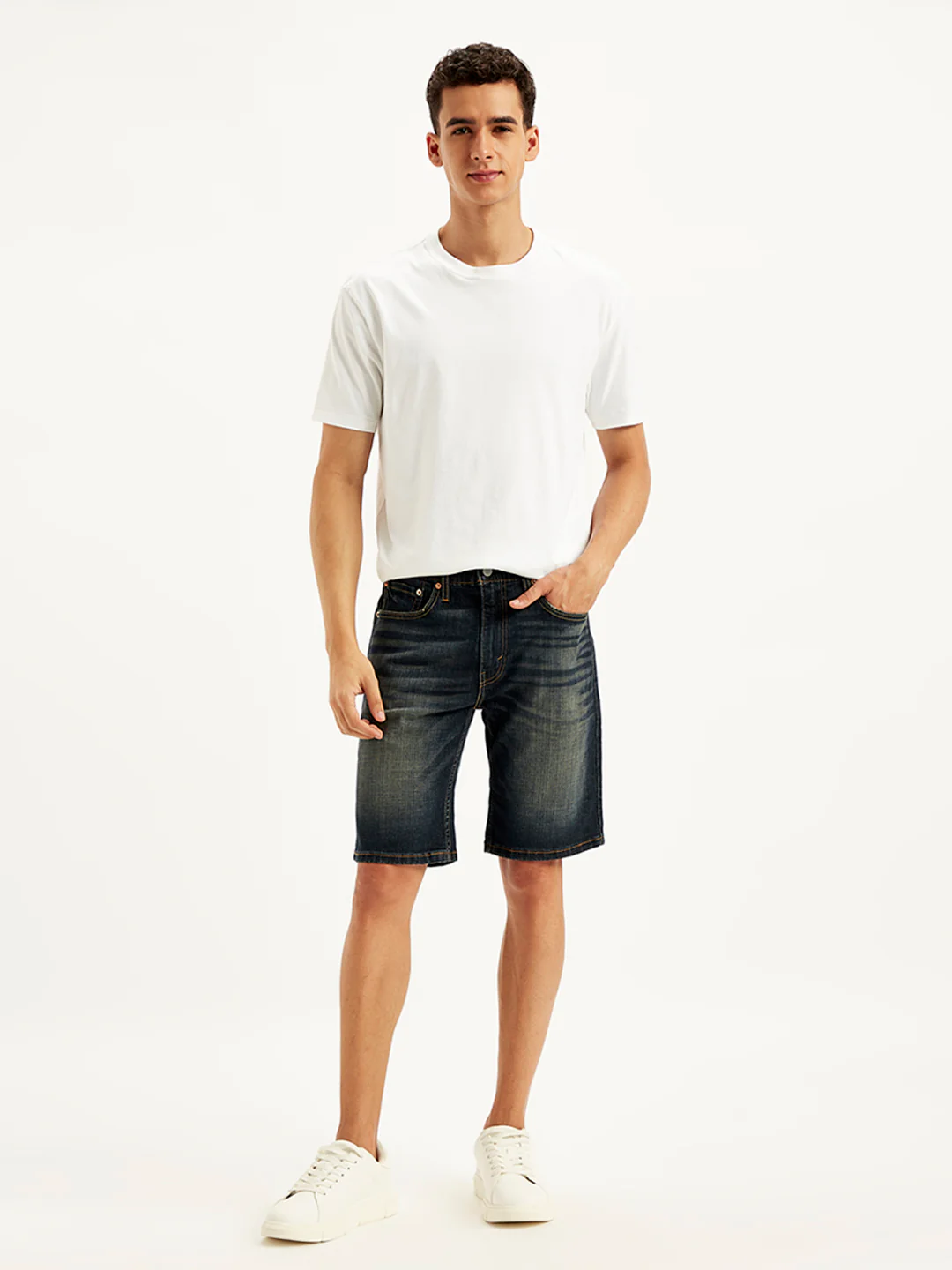 Men's Black Tapered Denim Shorts - Image 2