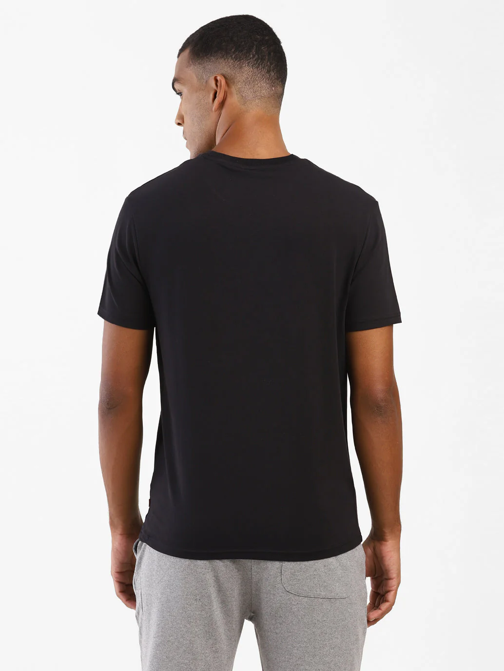 Men's Black Typography Printed Crew Neck T-Shirt - Image 2