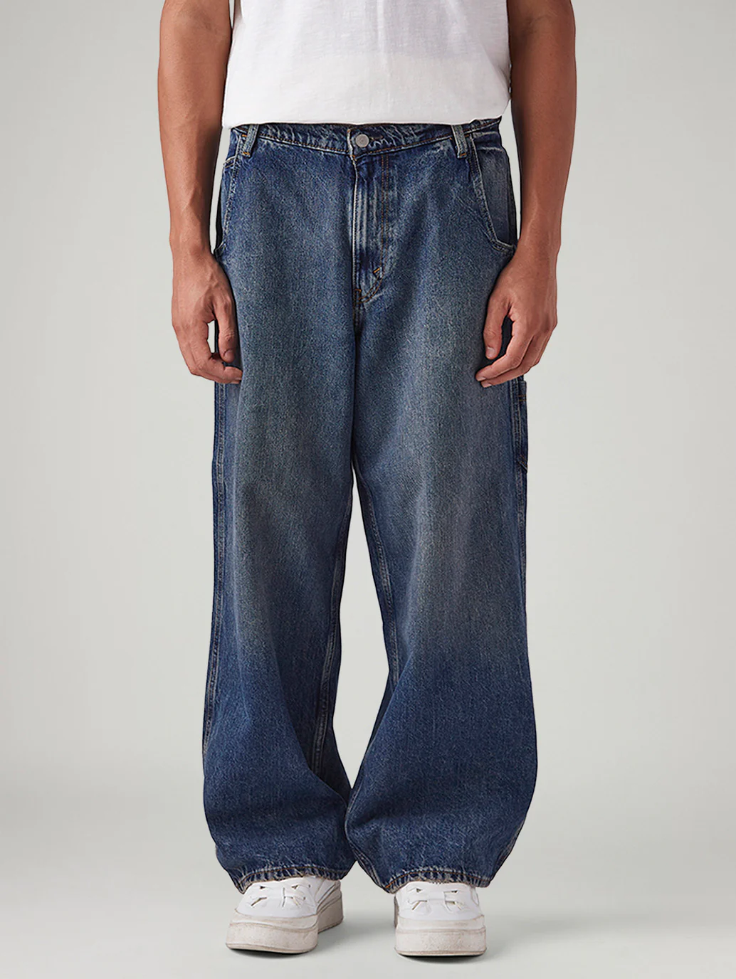 Men's Blue Extra Baggy Loose Fit Mid Rise Jeans - Image 3