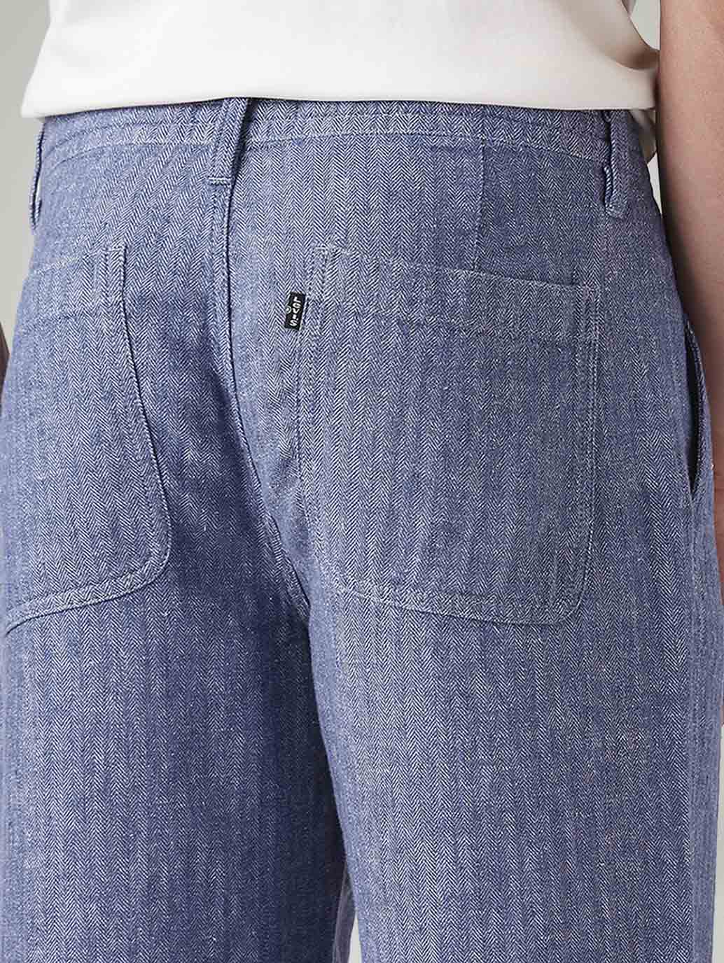Men's Blue Loose Straight Fit Mid Rise Chinos - Image 5