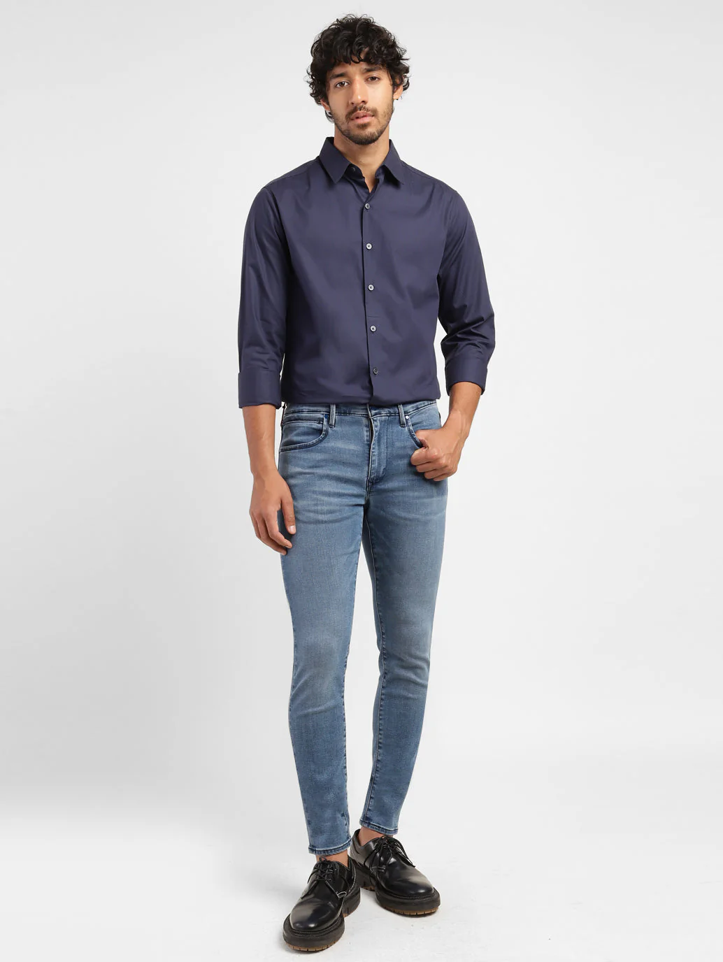 Men's Redloop Blue Skinny Fit Mid Rise Jeans - Image 5