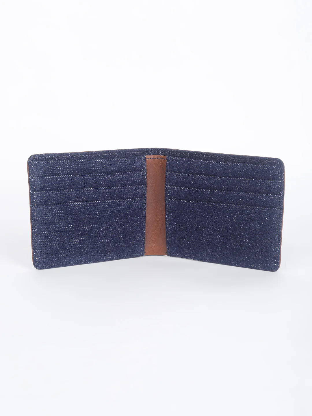 Men's Blue Solid Bi-fold Wallet - Image 6