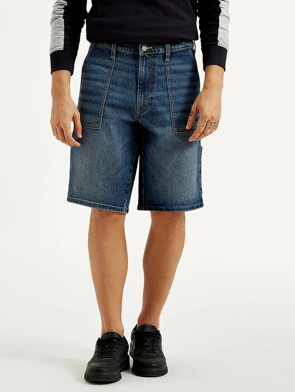 Men's Blue Solid Loose Fit Shorts - Image 5