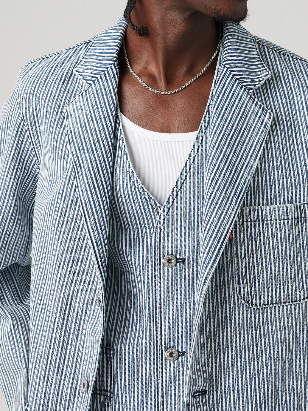 Men's Blue Striped Blazer - Image 4