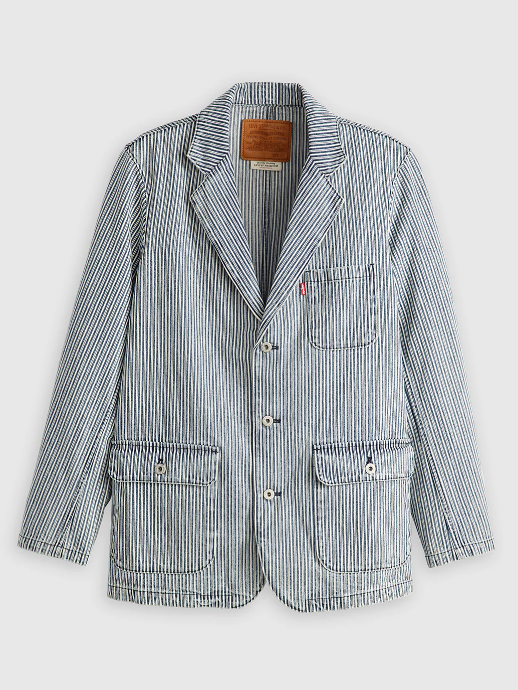 Men's Blue Striped Blazer - Image 6
