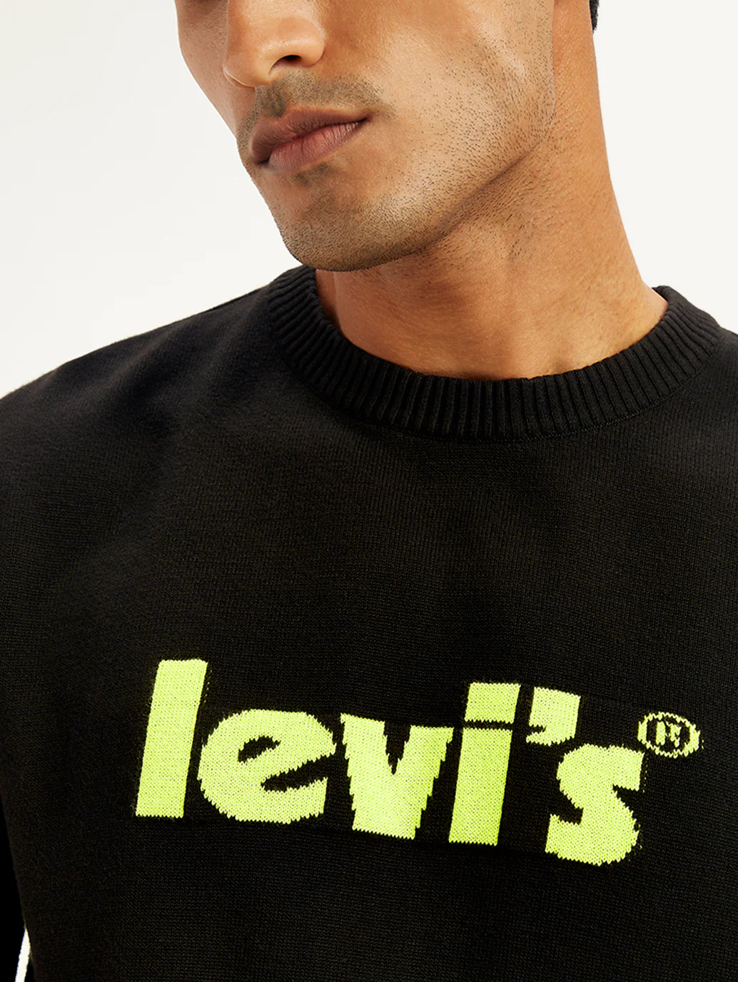Men's Brand Logo Black Crew Neck Sweater - Image 4