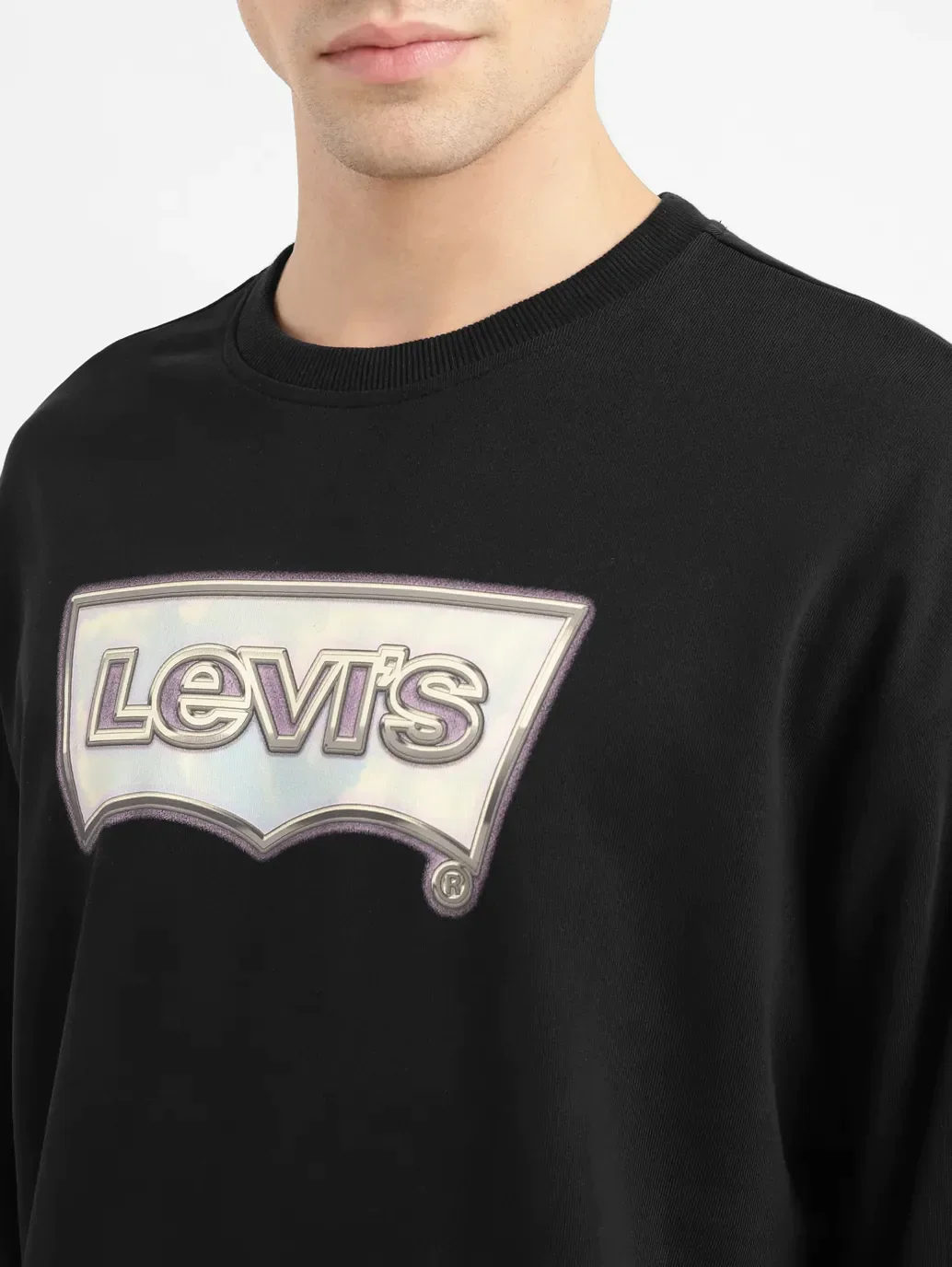 Men's Brand Logo Black Crew Neck Sweatshirt - Image 5