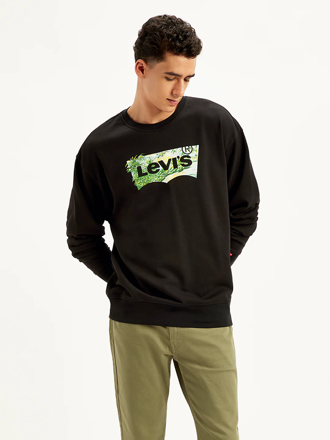 Men's Brand Logo Black Crew Neck Sweatshirt - Image 5