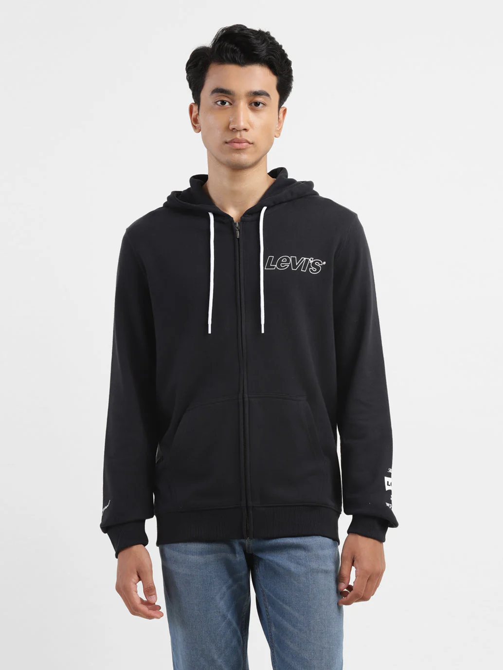 Men's Brand Logo Black Hooded Sweatshirt - Image 2
