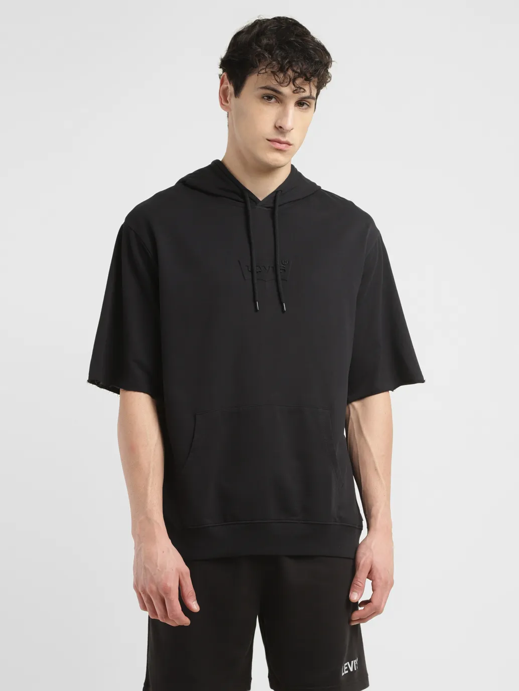 Men's Brand Logo Black Hooded Sweatshirt - Image 2