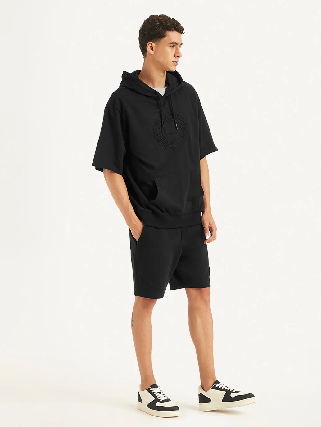 Men's Brand Logo Black Hooded Sweatshirt - Image 4