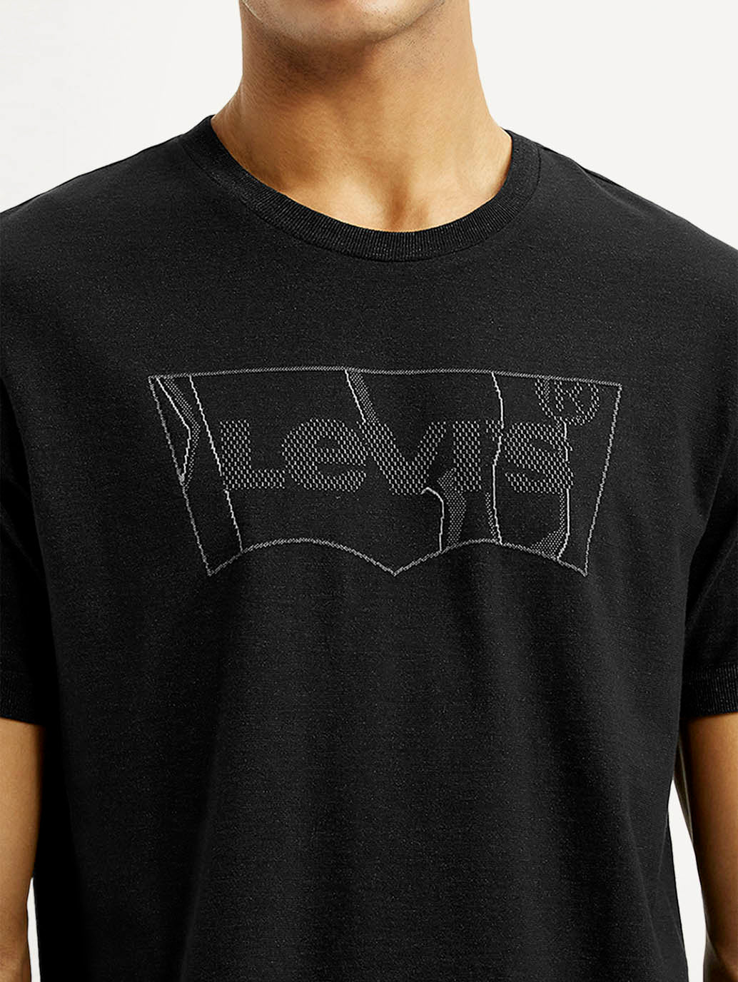 Men's Brand Logo Black Slim Fit Seamless T-shirt - Image 3