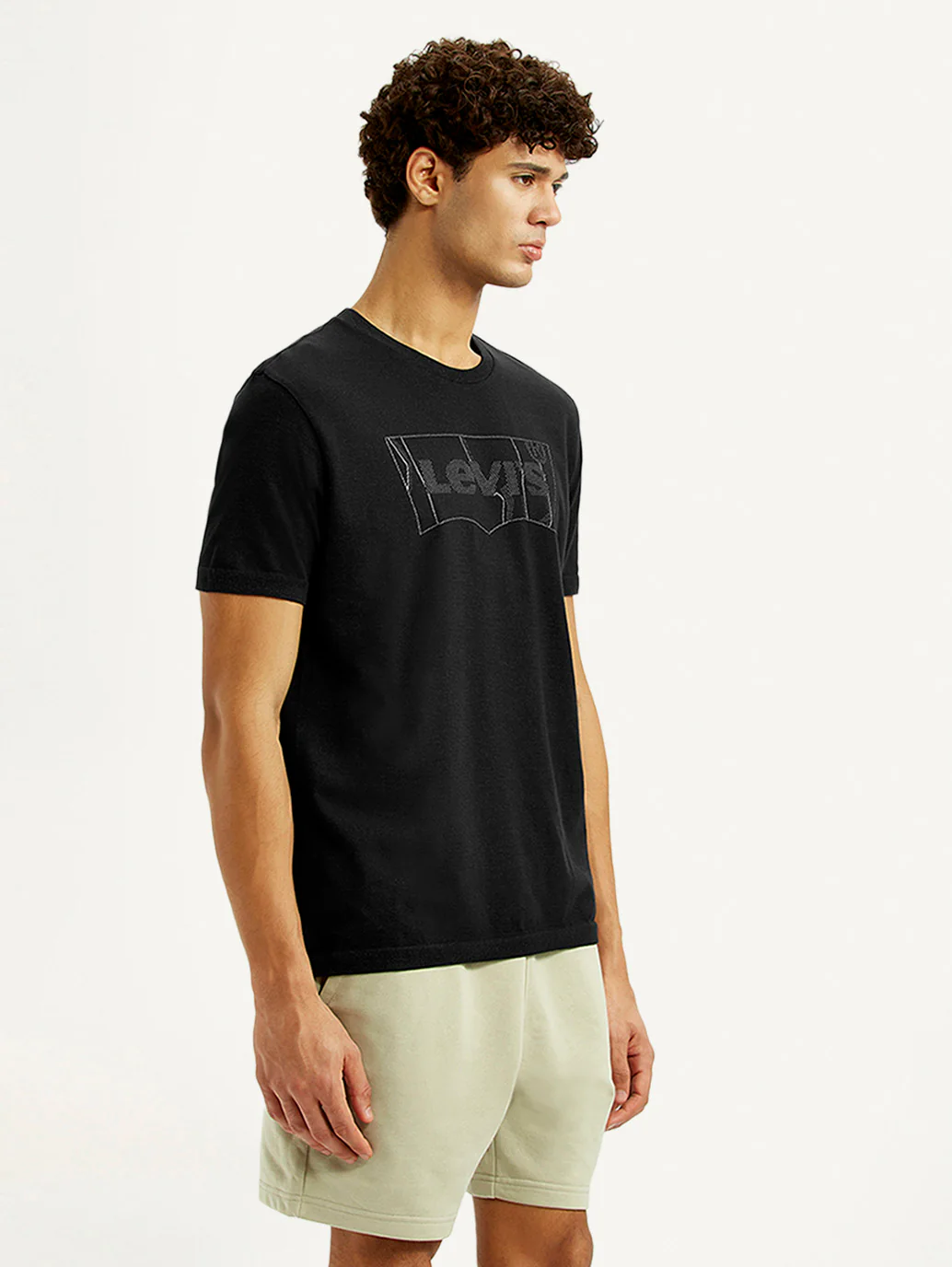 Men's Brand Logo Black Slim Fit Seamless T-shirt - Image 4