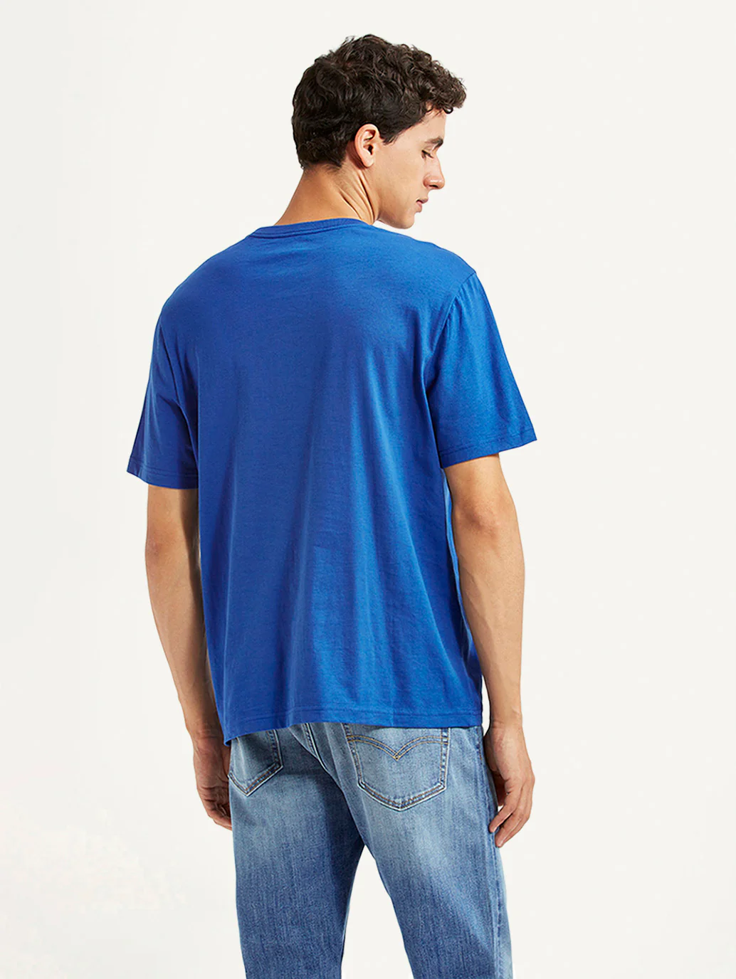 Men's Brand Logo Blue Crew Neck T-shirt - Image 3